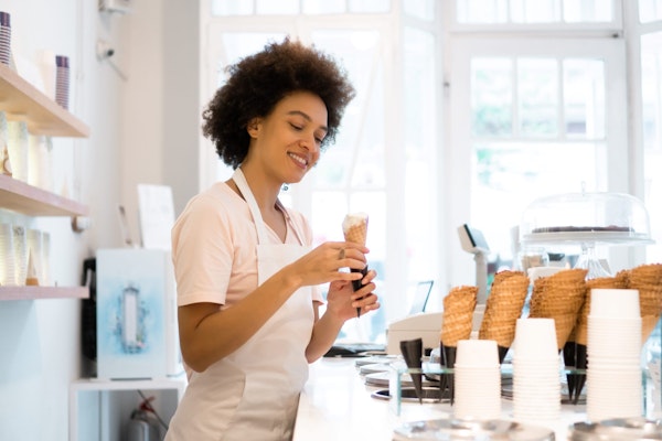 women at the ice cream shop