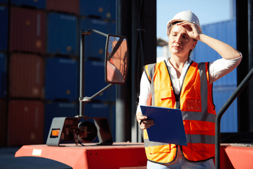 Construction worker experiencing heat stress