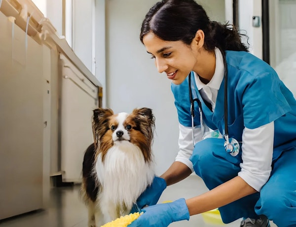 Vet with a dog