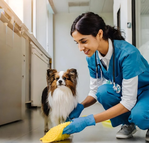 Vet with a dog