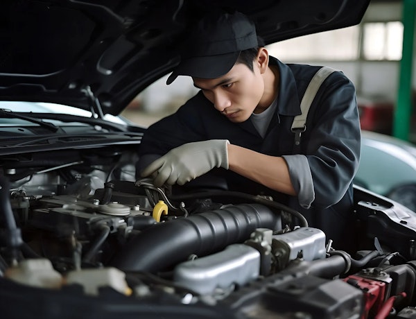 Mechanic fixing engine