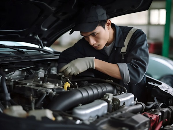 Mechanic fixing engine