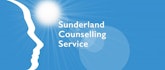 A blue company logo showing a side profile of a person with a white shadow, and text that says Sunderland Counselling Service