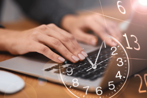 employee tracking their time for work