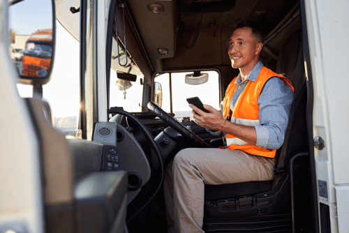 worker operating vehicle