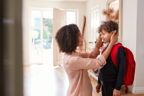 mom and child on first day of school