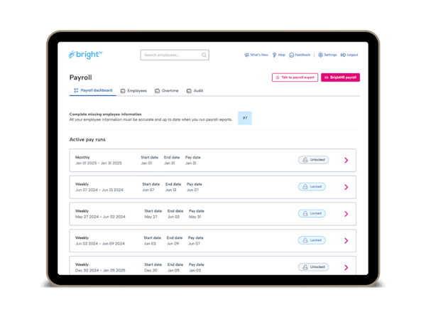Payroll software on a laptop