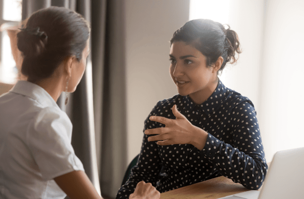 two people having conversation