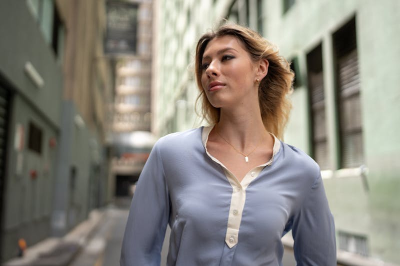 Woman walking outside