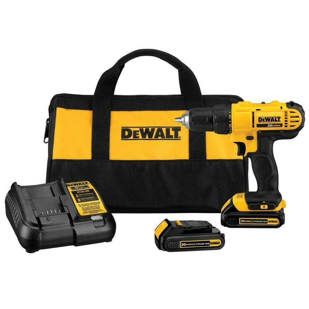 DeWalt 20V Max Cordless Li-Ion 1/2" Compact Drill Driver Kit: $99