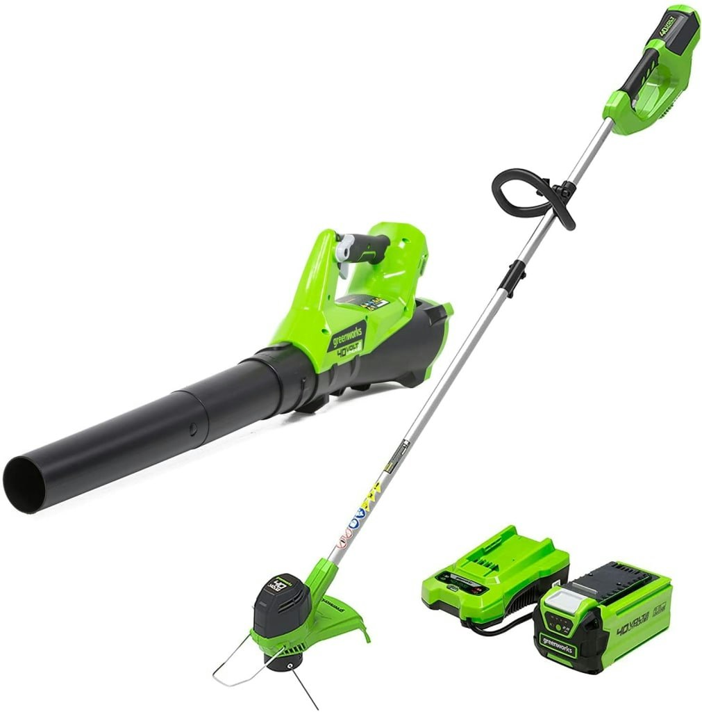 Greenworks G-Max 40V Cordless String Trimmer and Leaf Blower Combo Pack: $126