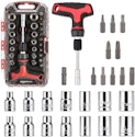 Amazon Basics 27-Pc. Magnetic T-Handle Ratchet Wrench / Screwdriver Set for $9 + free shipping w/ Prime