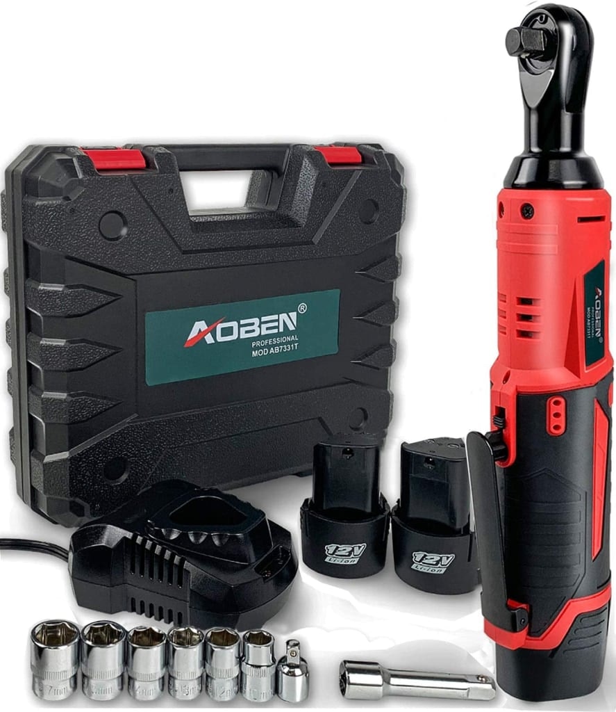 Aoben 3/8" 12V Cordless Electric Ratchet Wrench Set: $37.99