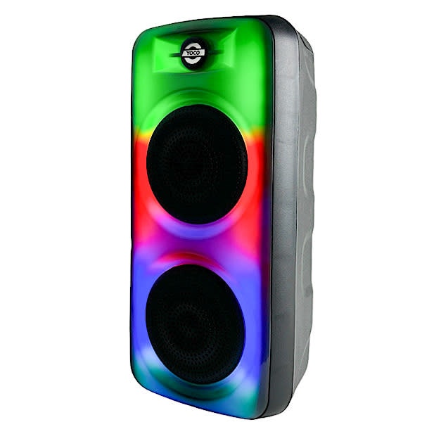 Portable Rechargeable Light-Up Surround Bluetooth Speaker with Karaoke Microphone Jack: $15