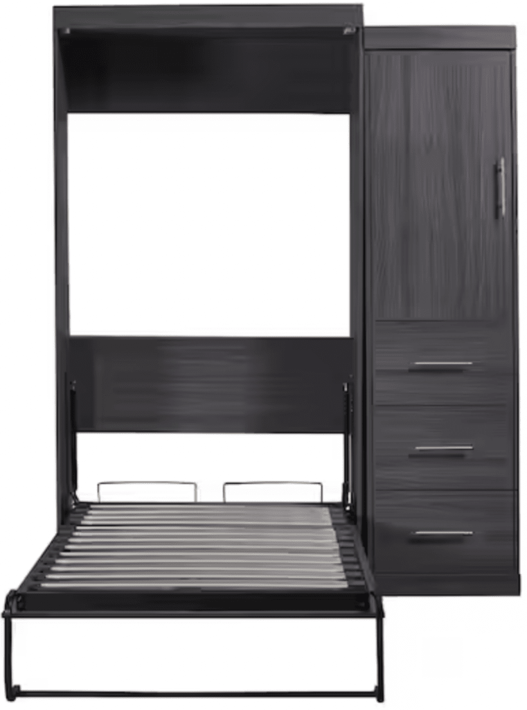 Twin Murphy Bed w/ Wardrobe & 3-Drawer Storage: $1,200.15