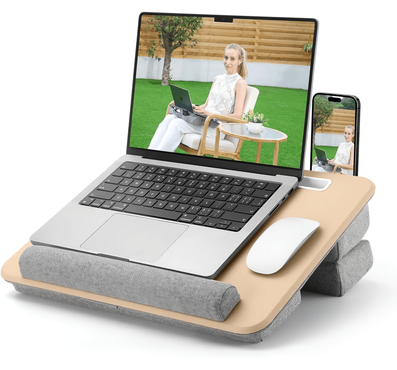 Adjustable Laptop Lap Desk w/ Cushion, Storage & Wrist Rest: $14.99
