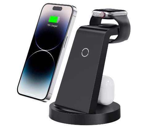 3-in-1 Wireless Charging Station for iPhone, Apple Watch, & AirPods: $9.99