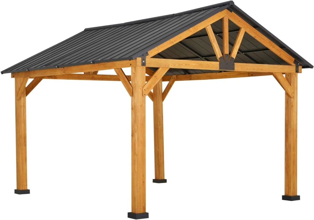 Aosom 11x13-Foot Wood Framed Hardtop Gazebo with Metal Roof: $1,169.99