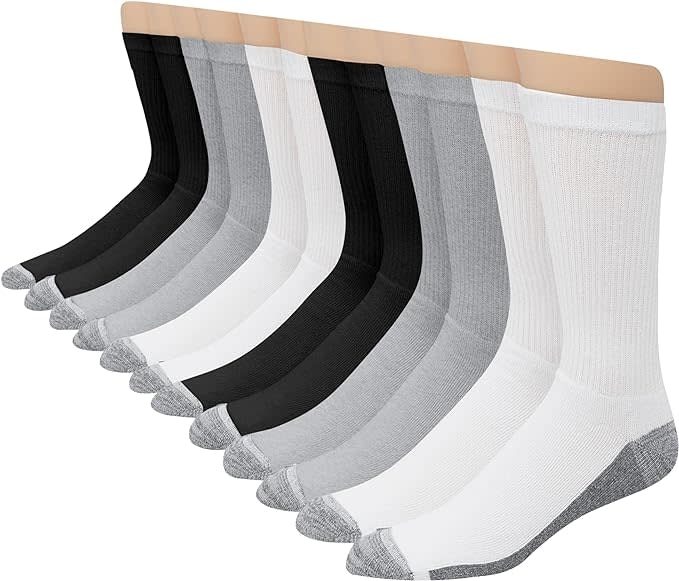 Hanes Men's Max Cushioned Crew Socks 12-Pack: $14.98