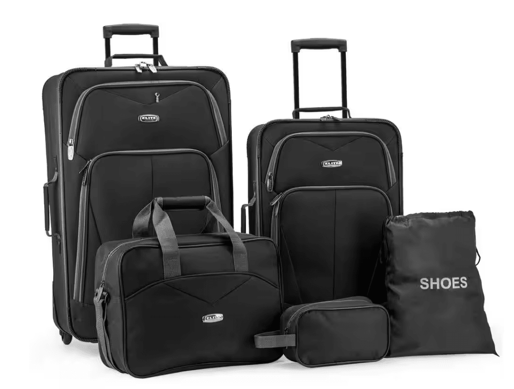 Elite Luggage 5-Piece Softside Lightweight Rolling Luggage Set: $74.99
