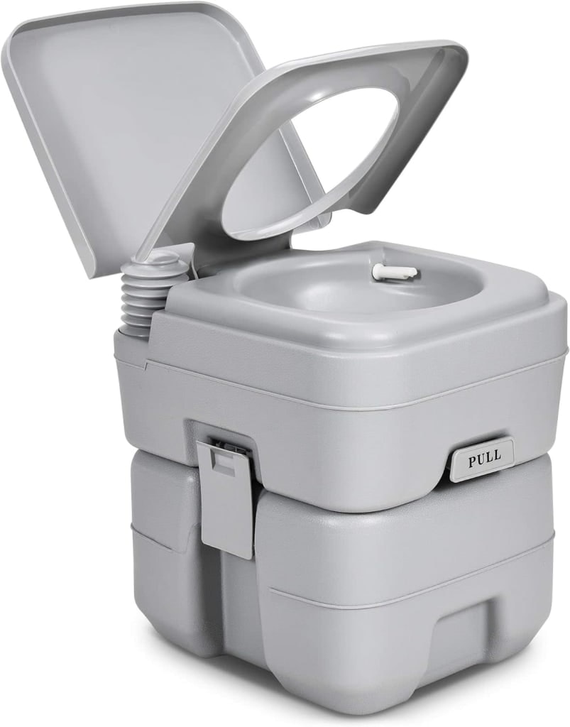 Yitahome Portable Flush Pump Toilet w/ 5.3-Gallon Detachable Waste Tank: $69.97