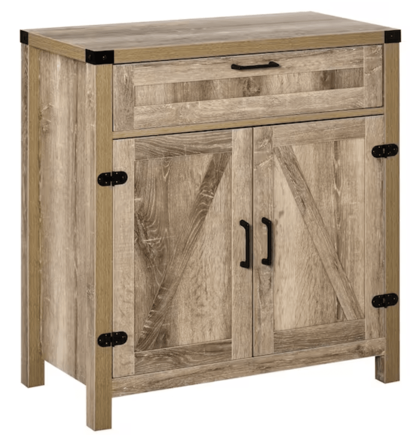 Oak Industrial Storage Sideboard Cabinet: $87.16
