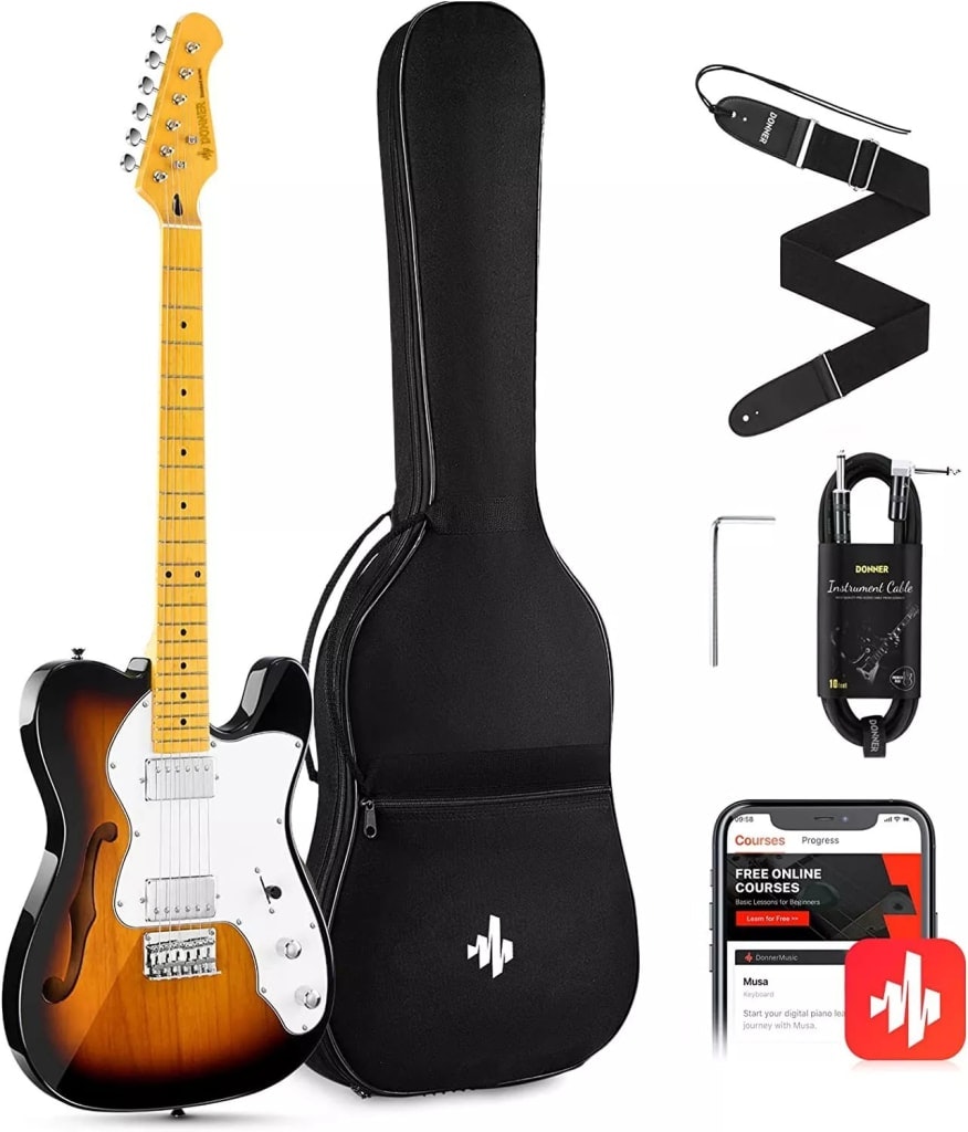 Donner DJC-1000 Jazz Tele Electric Guitar: $83.59