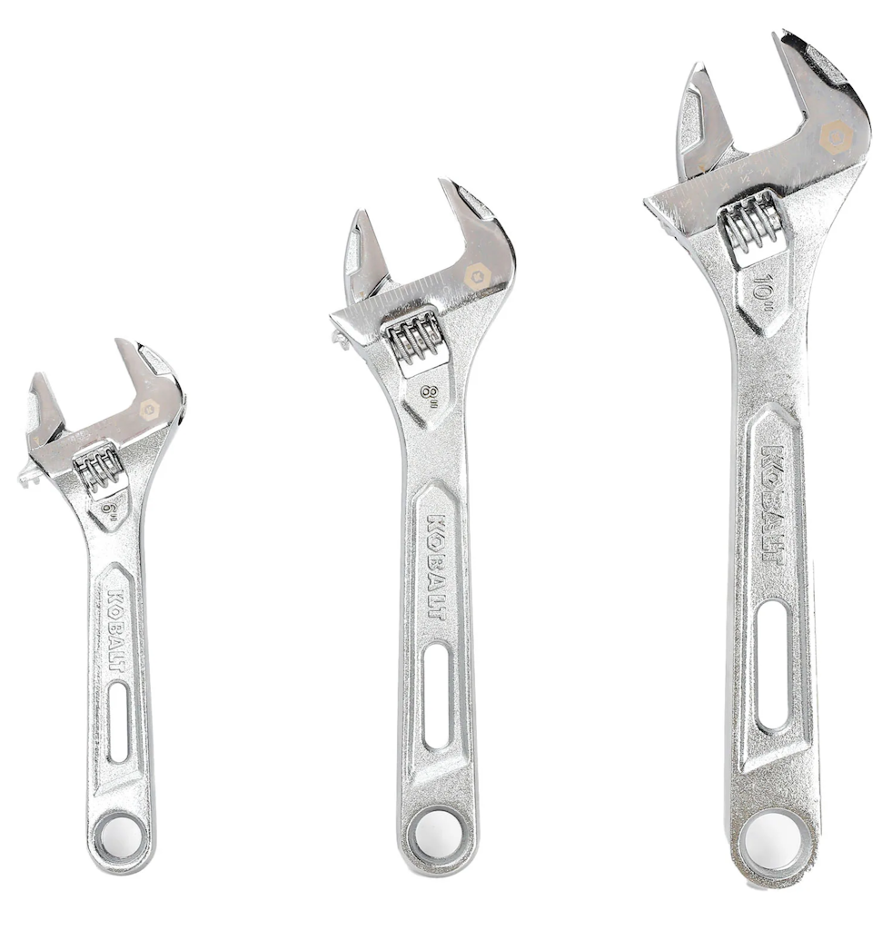Kobalt 3-Piece Adjustable Wrench Set: $15
