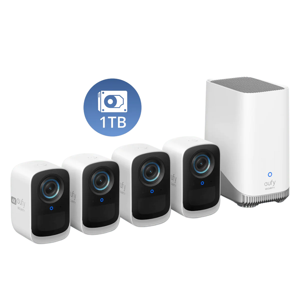 EufyCam S300 4-Cam Kit + 1 TB Hard Drive: $368