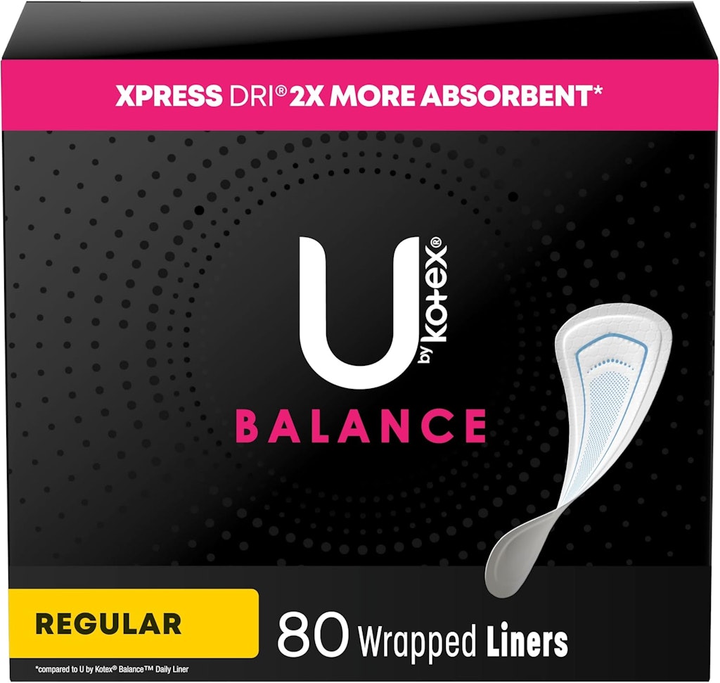 U by Kotex Balance Wrapped Panty Liners 80-Pack: $4 via Sub. & Save