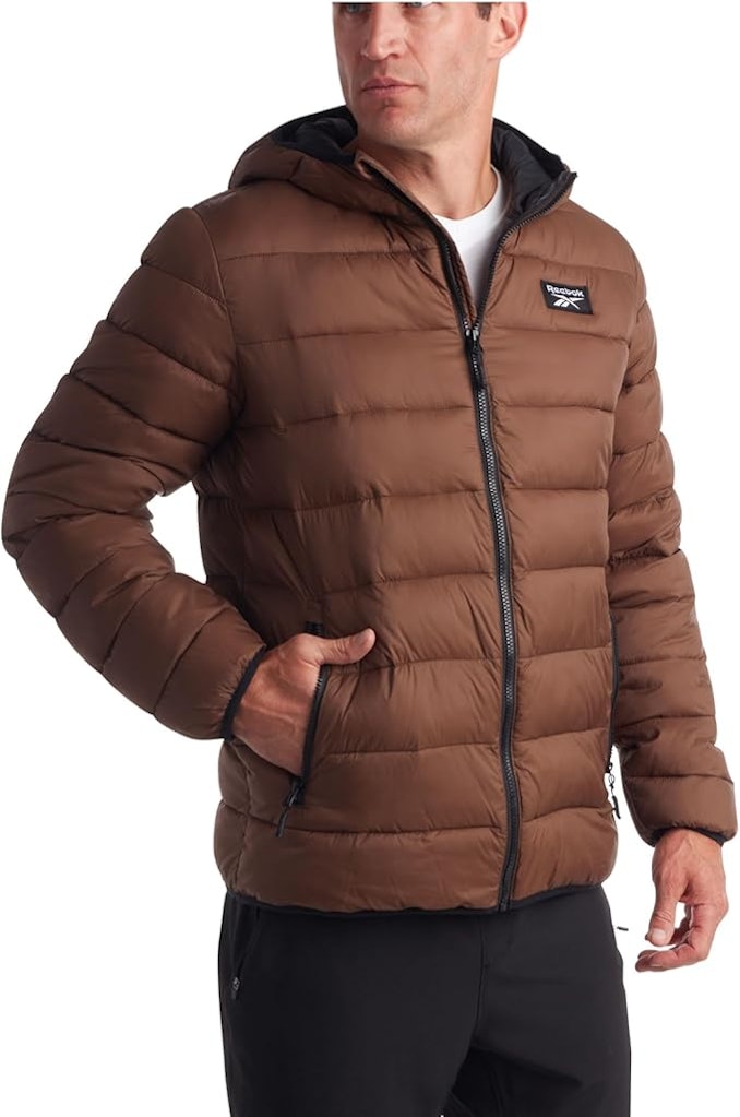 Reebok Men's Lightweight Hooded Quilted Puffer Jacket (L): $30