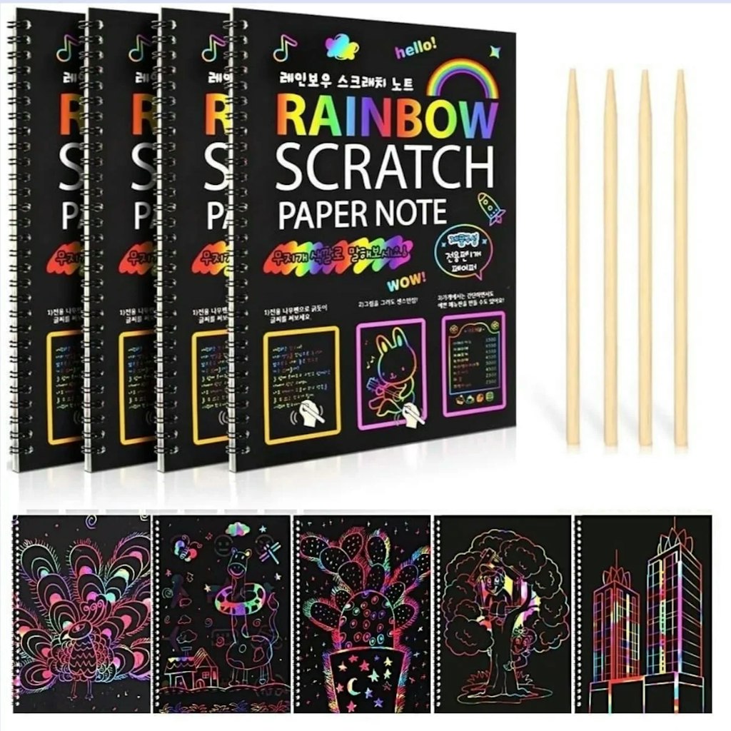 Rainbow Scratch Art Notebook 4-Pack: $10
