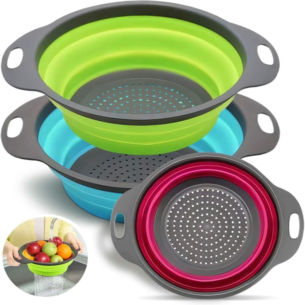 Collapsible Silicone Colander Set 3-Pack: $13