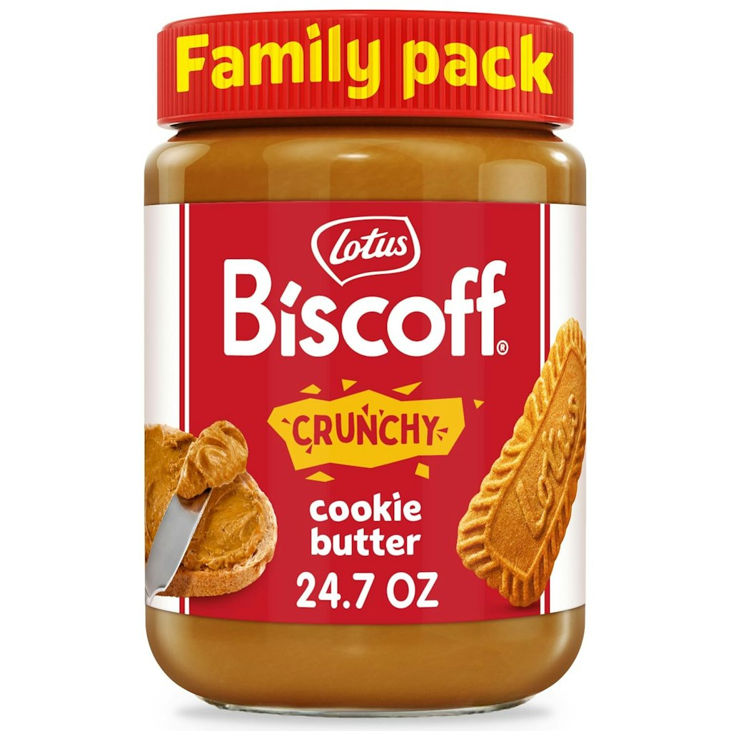 Lotus Biscoff 24.7-oz. Crunchy Cookie Butter Spread: $7.66 via Subscribe & Save Lotus Biscoff 24.7-oz. Crunchy Cookie Butter Spread: $7.66 via Subscribe & Save