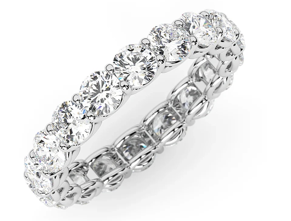 AGI Certified 2-tcw. Round Lab Grown Diamond Eternity Band in 14K White Gold: $850