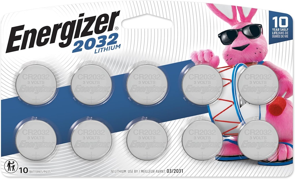 Energizer 2032 3V Lithium Coin Battery 10-Pack: $10