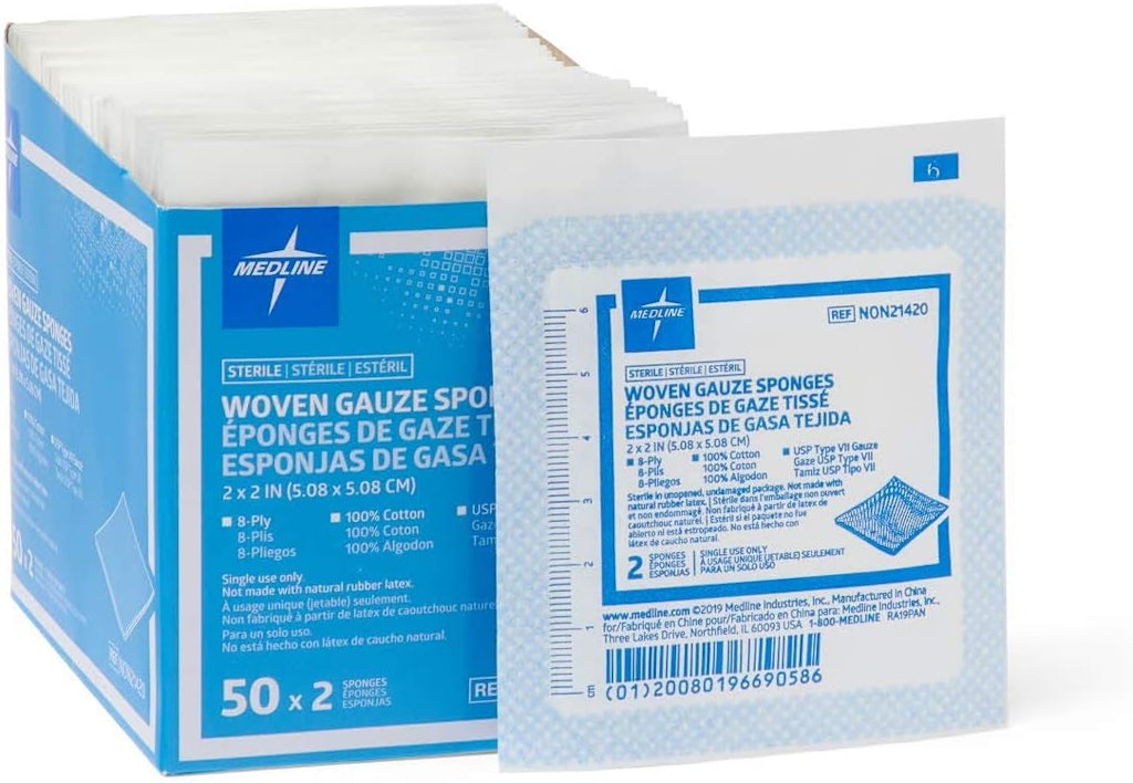 Medline Sterile 8-Ply Gauze Sponge 100-Pack: $5