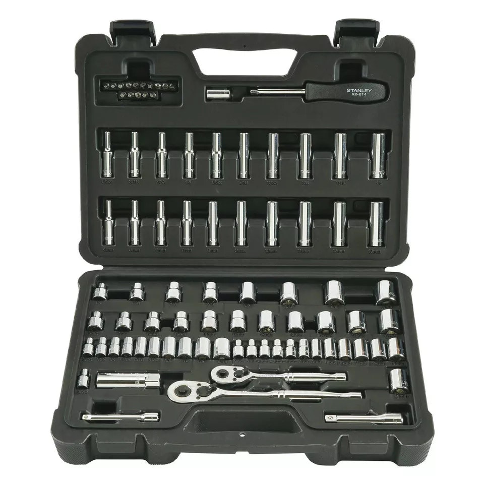 Stanley Tools Stanley 85-Piece 1/4" and 3/8" Drive Mechanic's Tool Set: $41