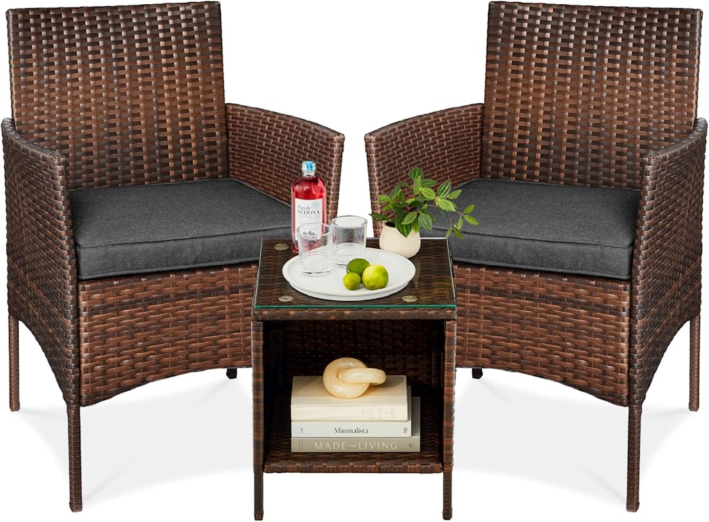 Best Choice Products 3-Piece Outdoor Wicker Conversation Bistro Set: $120