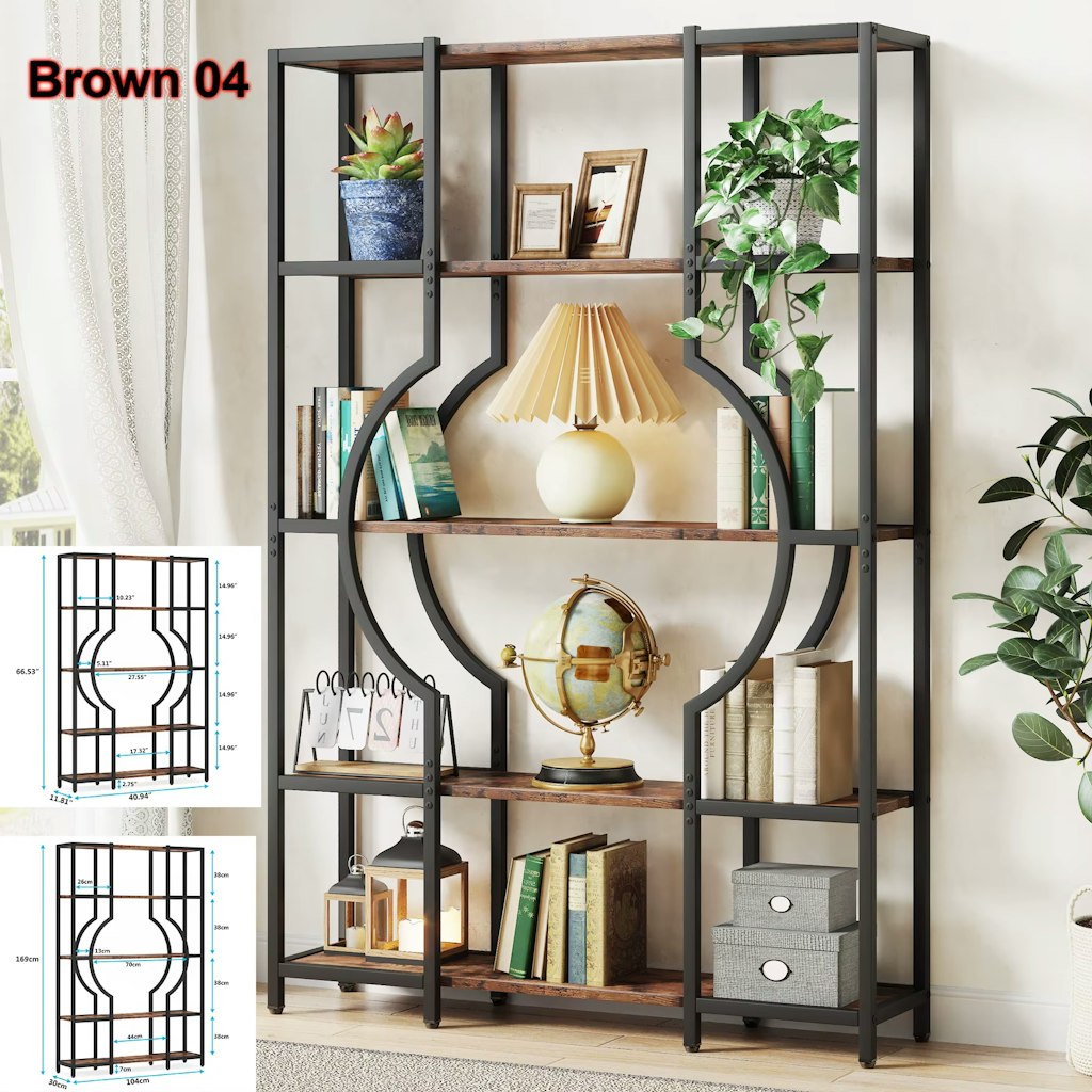 Tribesigns Industrial 5-Tier Etagere Bookcase: $119