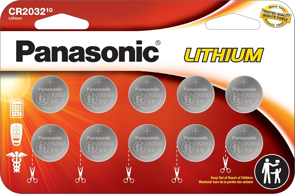 Panasonic CR2032 3-Volt Long-Lasting Lithium Coin-Cell Batteries 10-Pack: $6.99