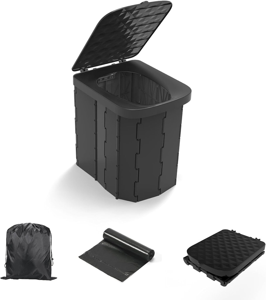 Hapoon XL Portable Folding Toilet with Lid: $24