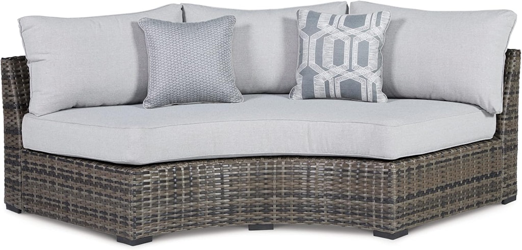 Signature Design by Ashley Harbor Court Casual Outdoor Armless Curved Loveseat with Cushion: $680