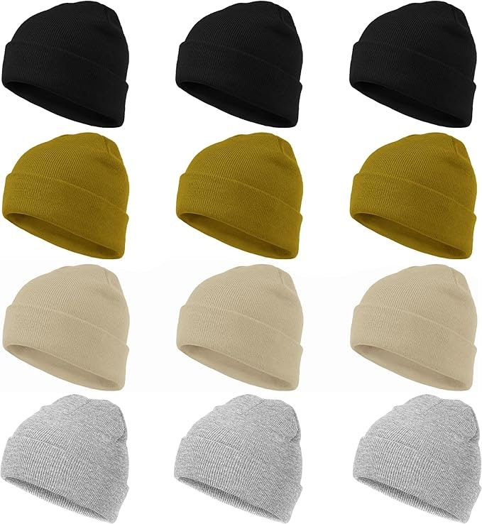 Unisex Cuffed Knit Beanie Hat 12-Pack: $9