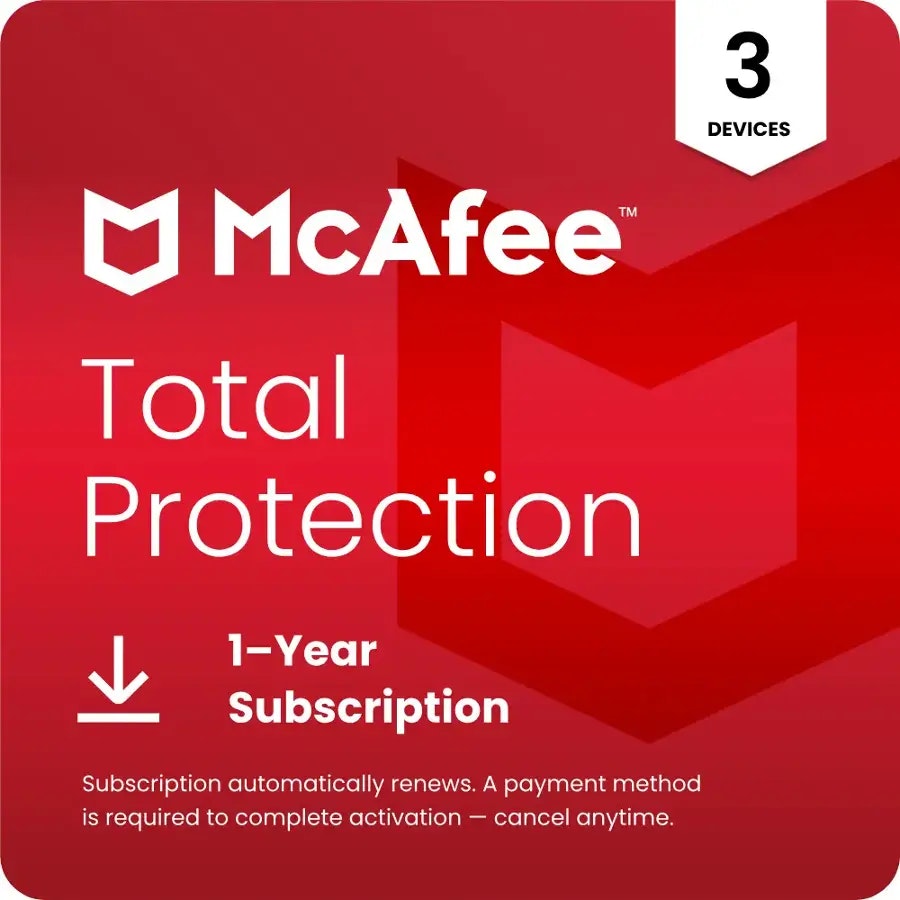 McAfee Total Protection 3-Device 1-Year Software Subscription: $18