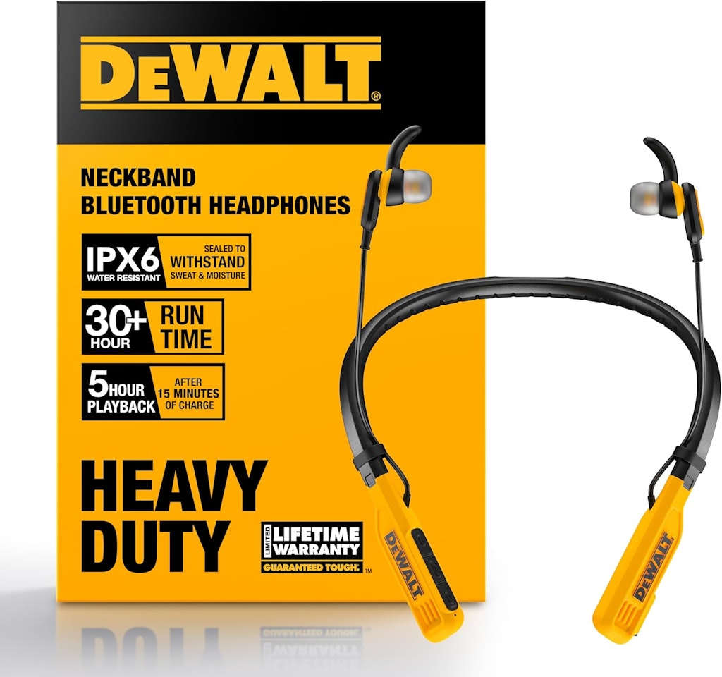 Dewalt Heavy Duty Bluetooth Neckband Headphones: $36