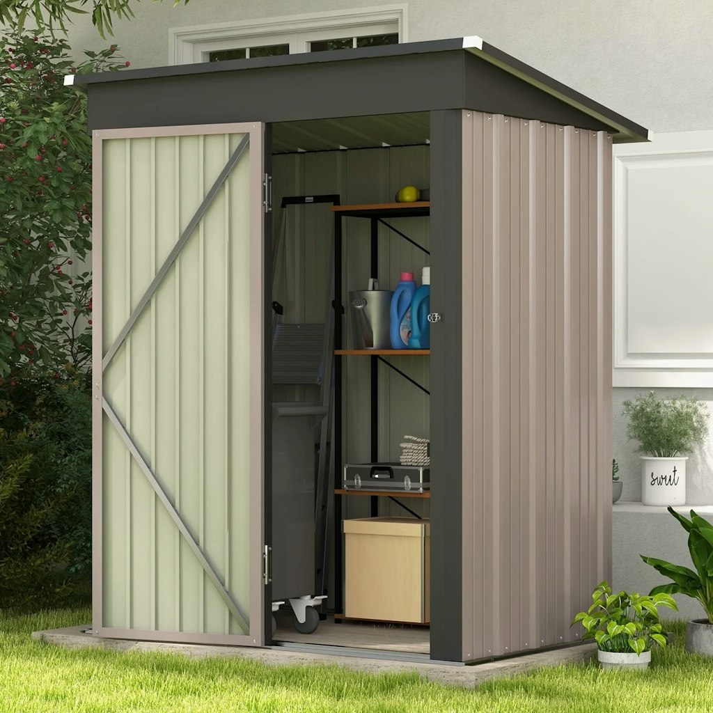 5 x 3 ft. Metal Storage Shed w/ Sloped Roof & Lockable Door: $114 5 x 3 ft. Metal Storage Shed w/ Sloped Roof & Lockable Door: $114