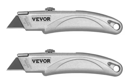 Vevor Retractable Box Cutter Utility Knife 2-Pack: $6 Vevor Retractable Box Cutter Utility Knife 2-Pack: $6