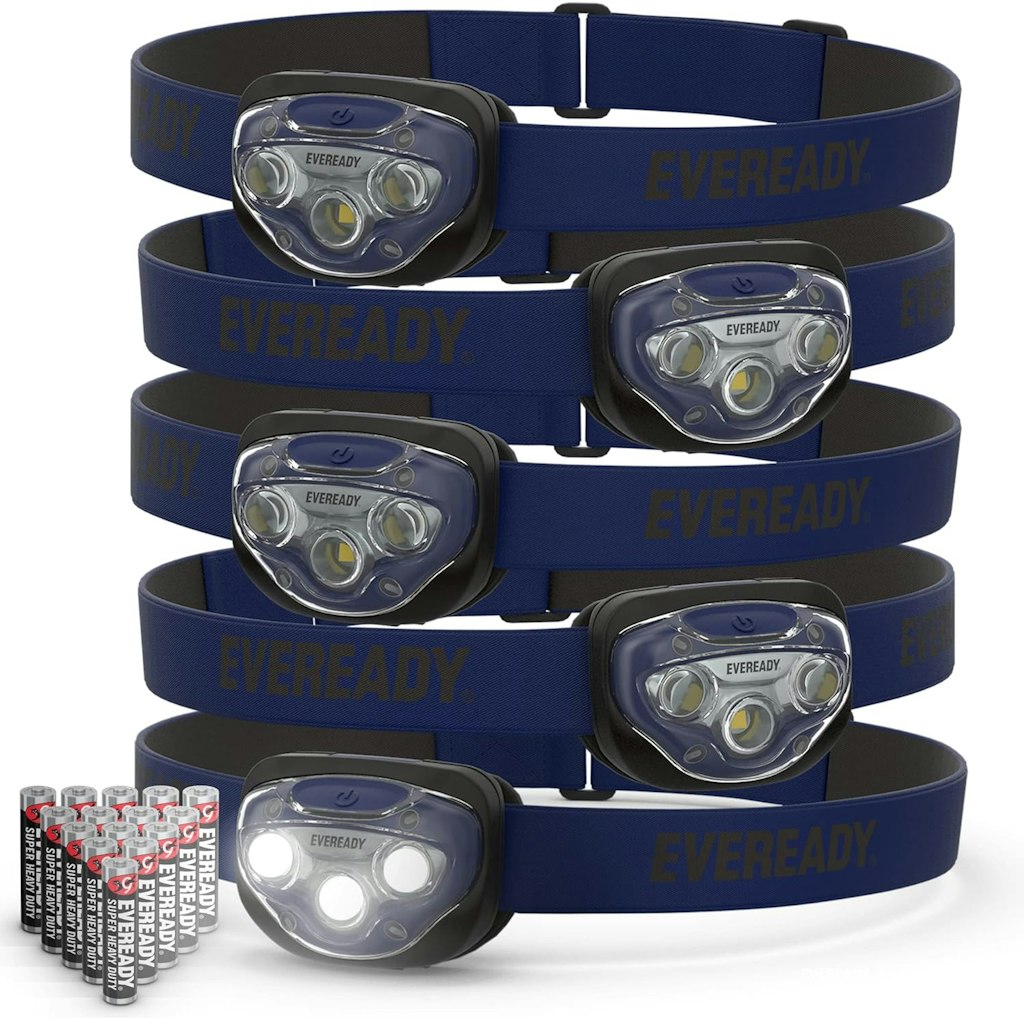Eveready LED Pro200 Headlamps 5-Pack w/ Batteries: $16 w/ Prime
