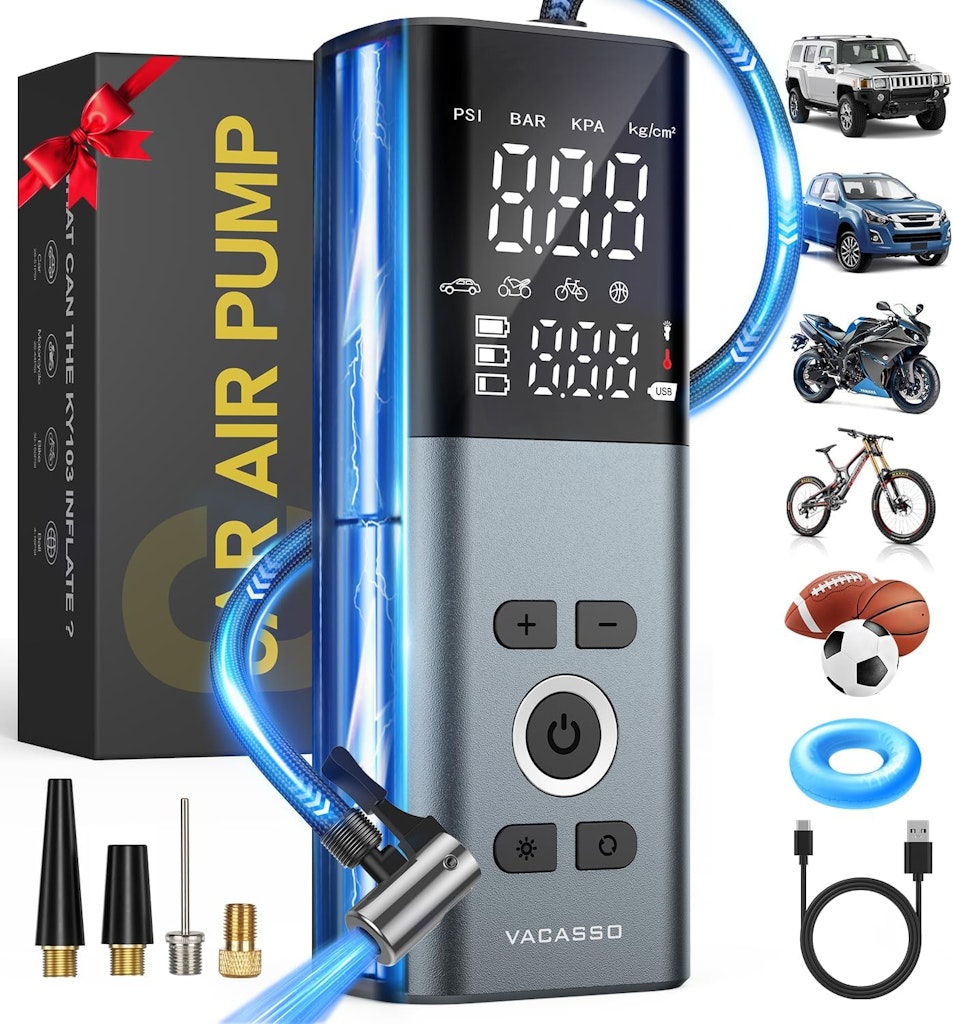 Vacasso 20,000mAh Portable Tire Inflator / Air Compressor: $18.99